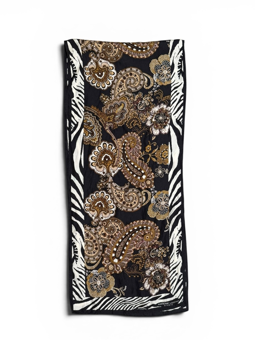 Adrienne Landau Studio 100% Silk Paisley Zebra Print Scarf